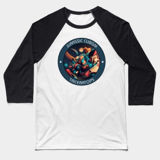 Jurassic Cubism - Triceratops Baseball T-Shirt